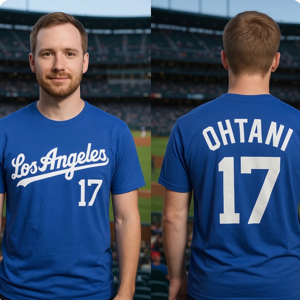 Los Angeles Baseball T-Shirt – Blue #17 Ohtani Fan Jersey Tee Men’s Size L & XXL